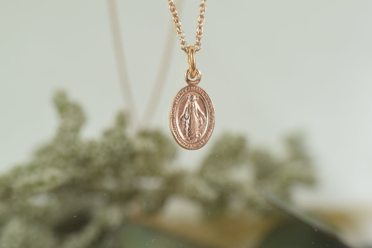 Kette Silber 925 rosévergoldet Wundertätige Medaille, heilige Maria, Mantra, Medaillon, Talisman, Schutzpatron