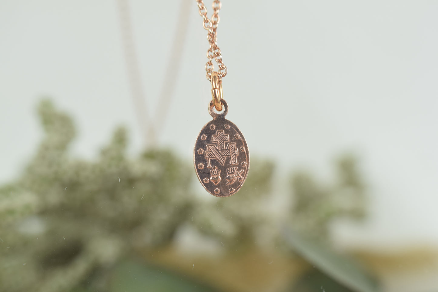 Kette Silber 925 rosévergoldet Wundertätige Medaille, heilige Maria, Mantra, Medaillon, Talisman, Schutzpatron