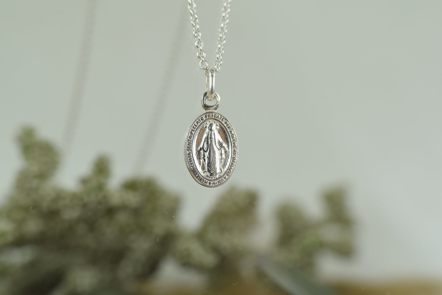 Kette Silber 925 Wundertätige Medaille, heilige Maria, Mantra, Medaillon, Talisman, Schutzpatron