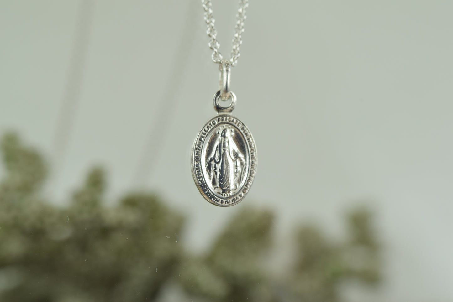 Kette Silber 925 Wundertätige Medaille, heilige Maria, Mantra, Medaillon, Talisman, Schutzpatron
