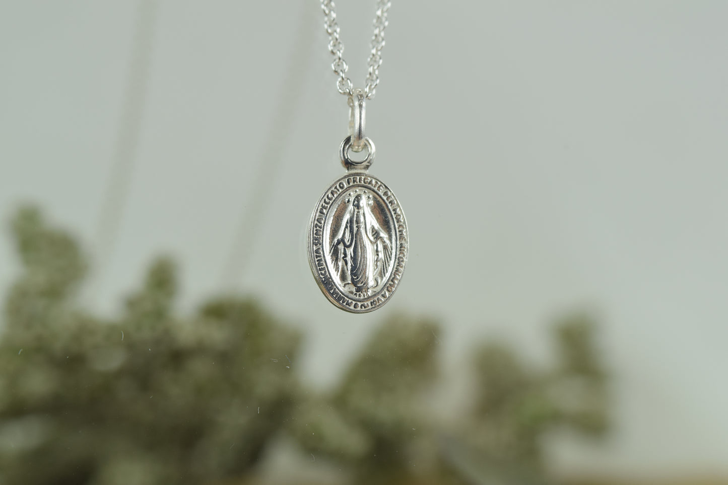 Kette Silber 925 Wundertätige Medaille, heilige Maria, Mantra, Medaillon, Talisman, Schutzpatron