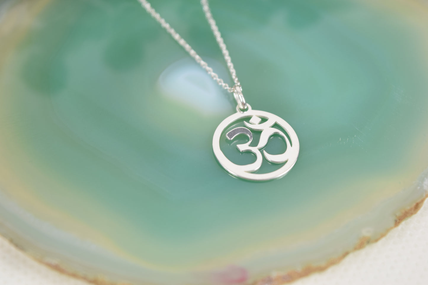 Kette Silber 925 OM, Buddhismus, Glückssymbol Anhänger, Mantra, Yoga