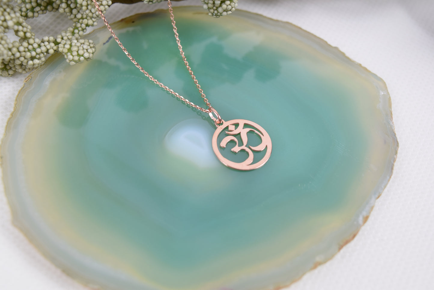 Kette Silber rosévergoldet, OM, Buddhismus, Glückssymbol, Mantra, Yoga