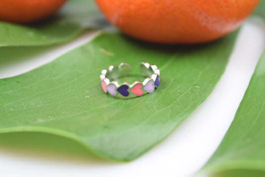 Edelstahl Ring mit Emaile, Herzen