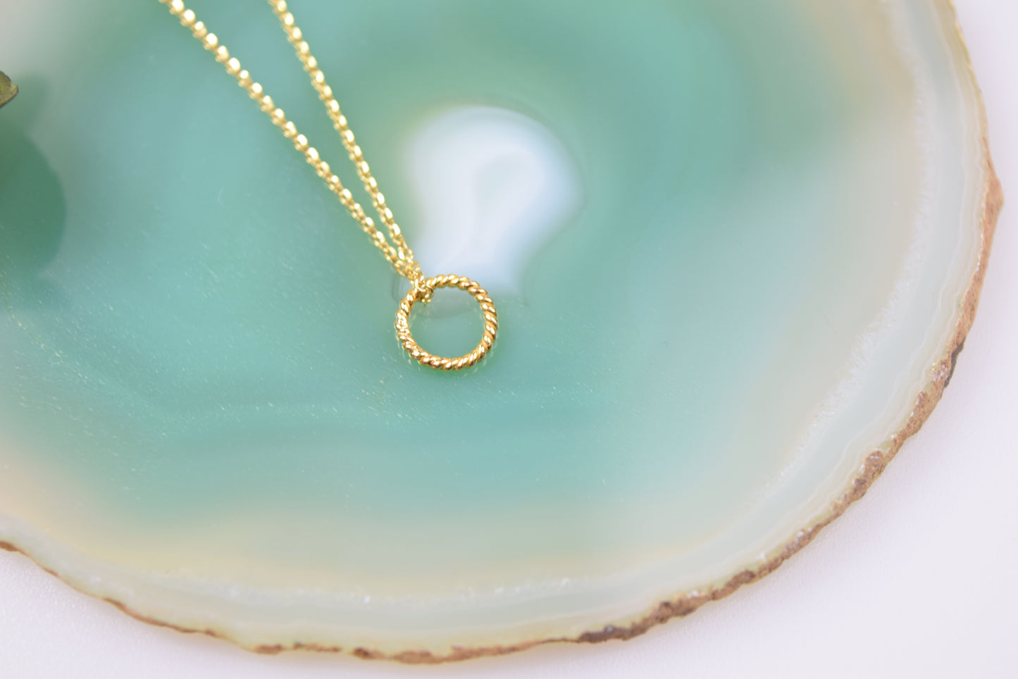 Kette 925 Silber vergoldet, kleiner gezwirbelter Kreis Anhänger, offener Ring, Unendlichkeit, Vollkommenheit, Kreis Anhänger