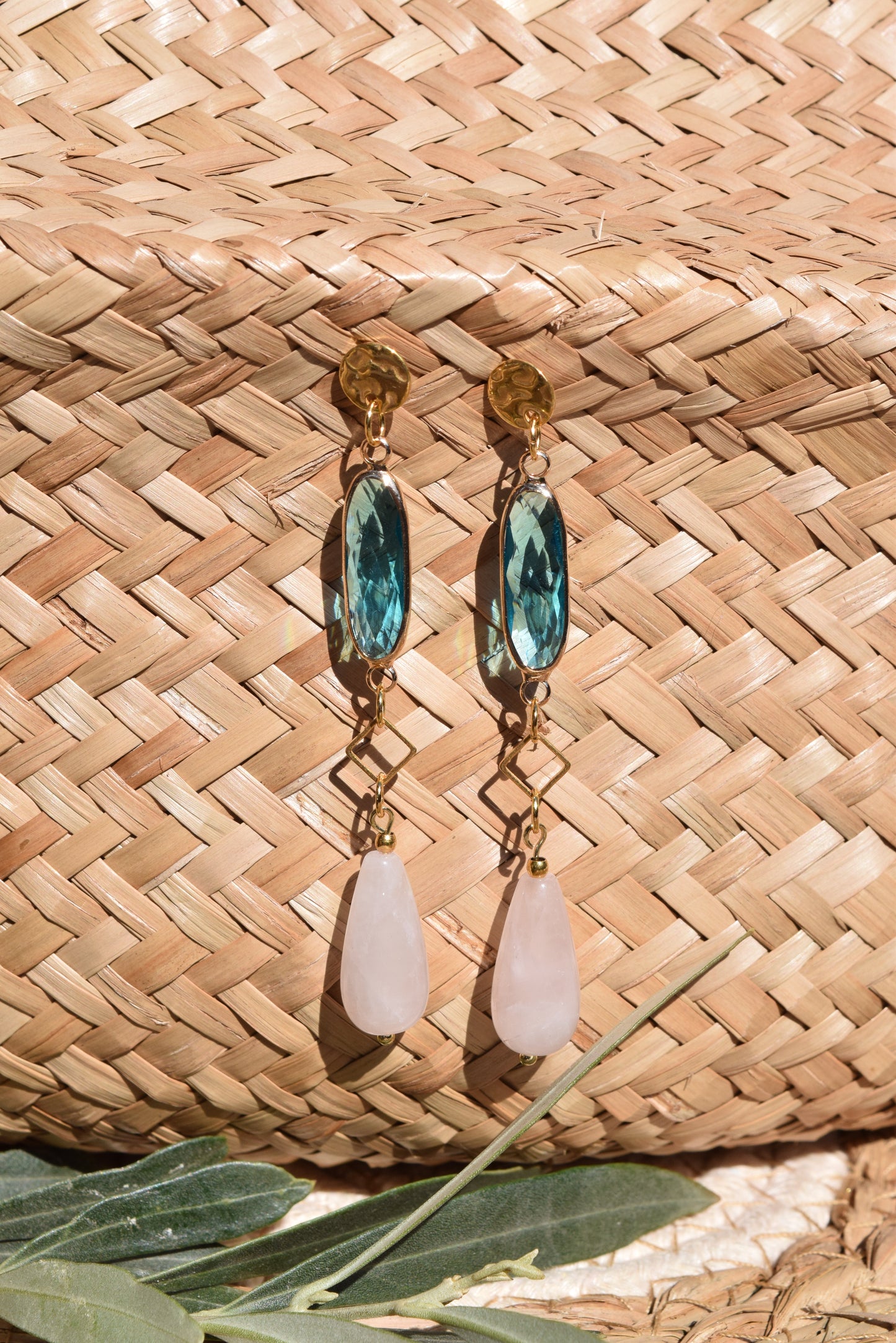 Ohrhänger Mar Azul -Edelstahl 24 Karat und Edelstein