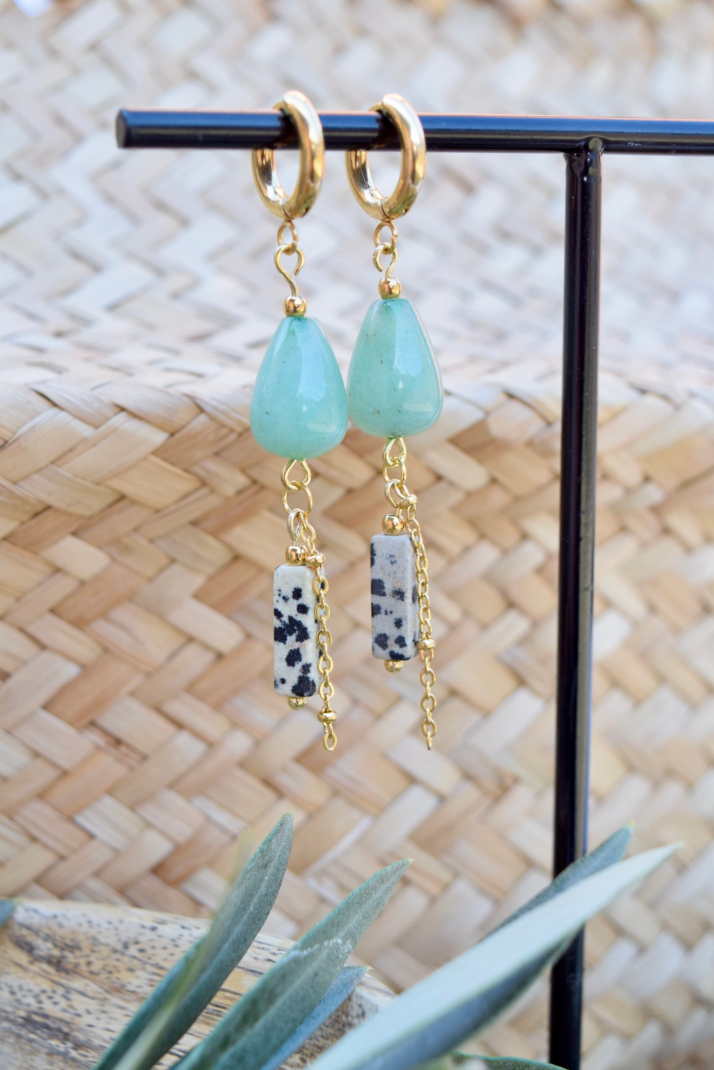 Ohrhänger Ibiza Tienda mit Edelstahl Creole vergoldet 24Karat