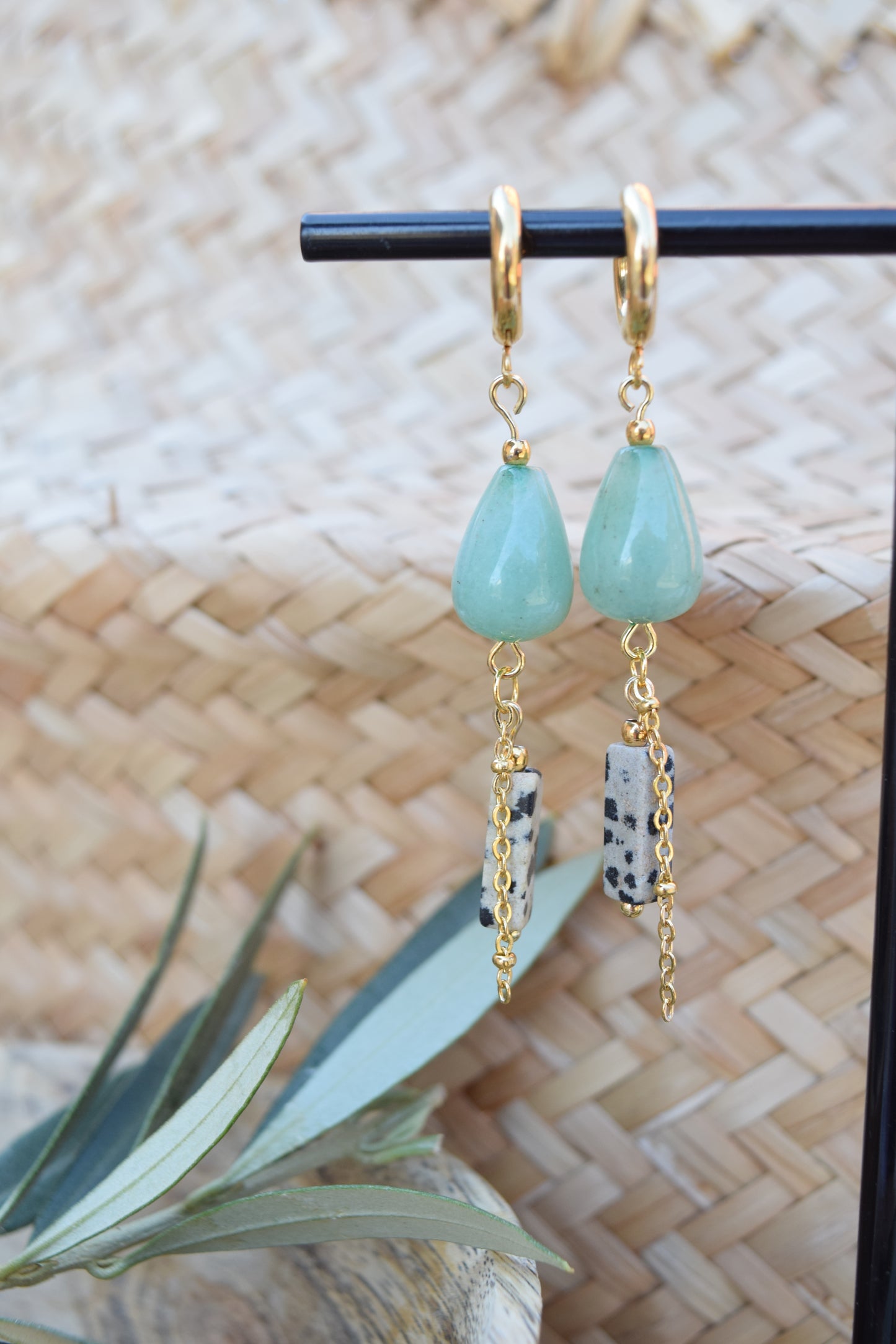 Ohrhänger Ibiza Tienda mit Edelstahl Creole vergoldet 24Karat