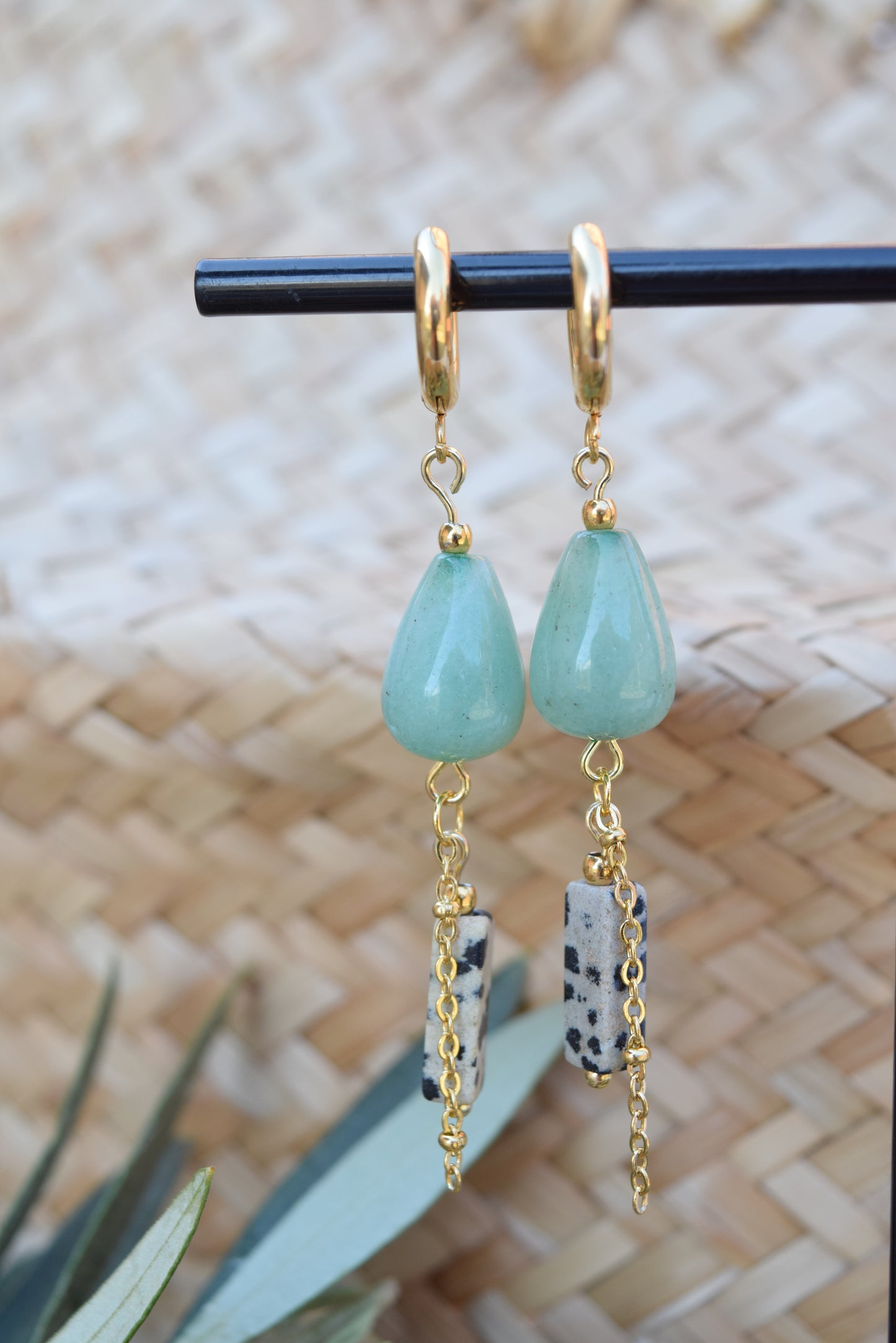 Ohrhänger Ibiza Tienda mit Edelstahl Creole vergoldet 24Karat