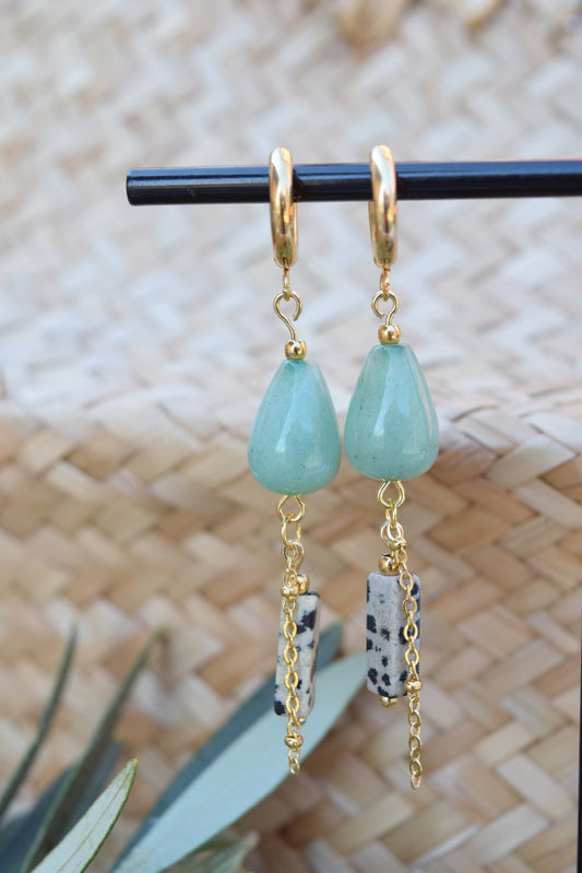 Ohrhänger Ibiza Tienda mit Edelstahl Creole vergoldet 24Karat