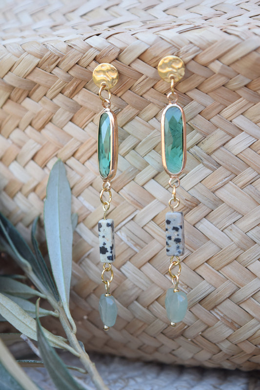 Ohrhänger Tierra Vida -Edelstahl 24 Karat und Edelstein