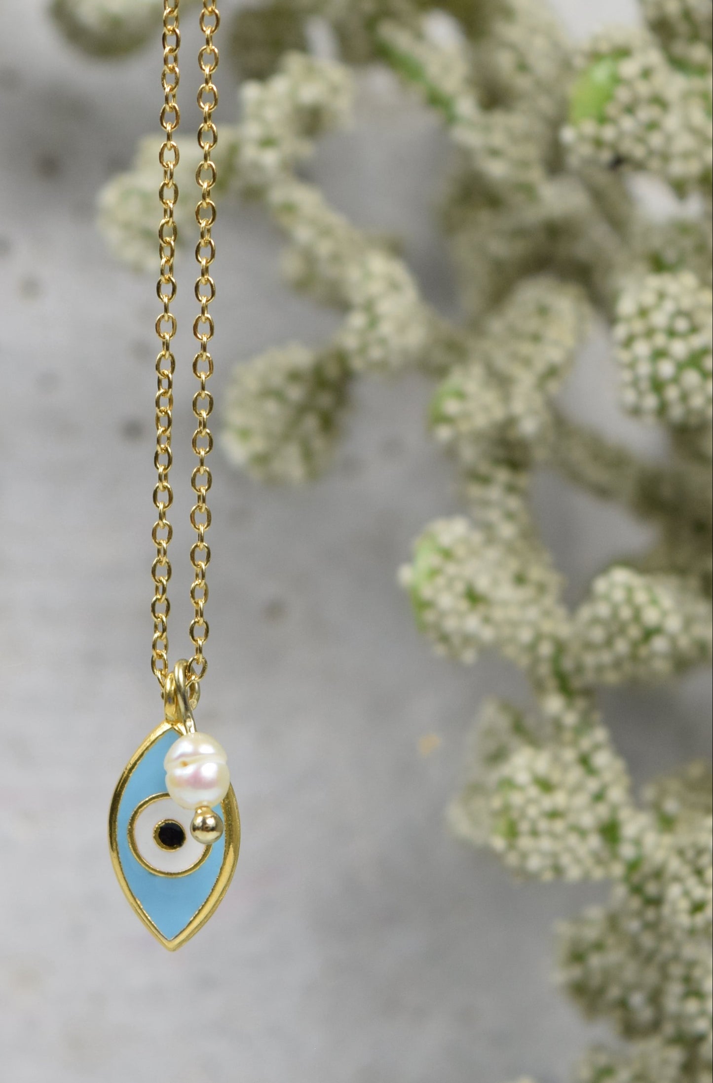 "Nazar Eye" Emaille Amulett Auge mit Mini Süßwasserperle