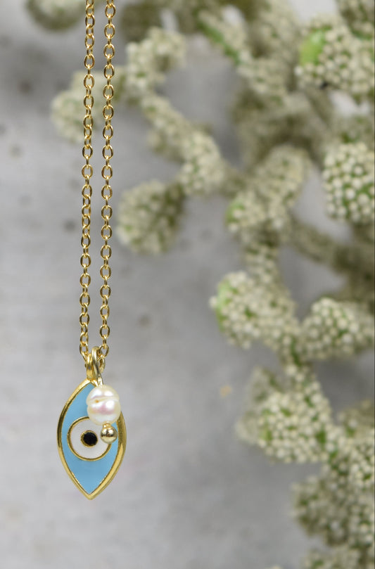 "Nazar Eye" Emaille Amulett Auge mit Mini Süßwasserperle