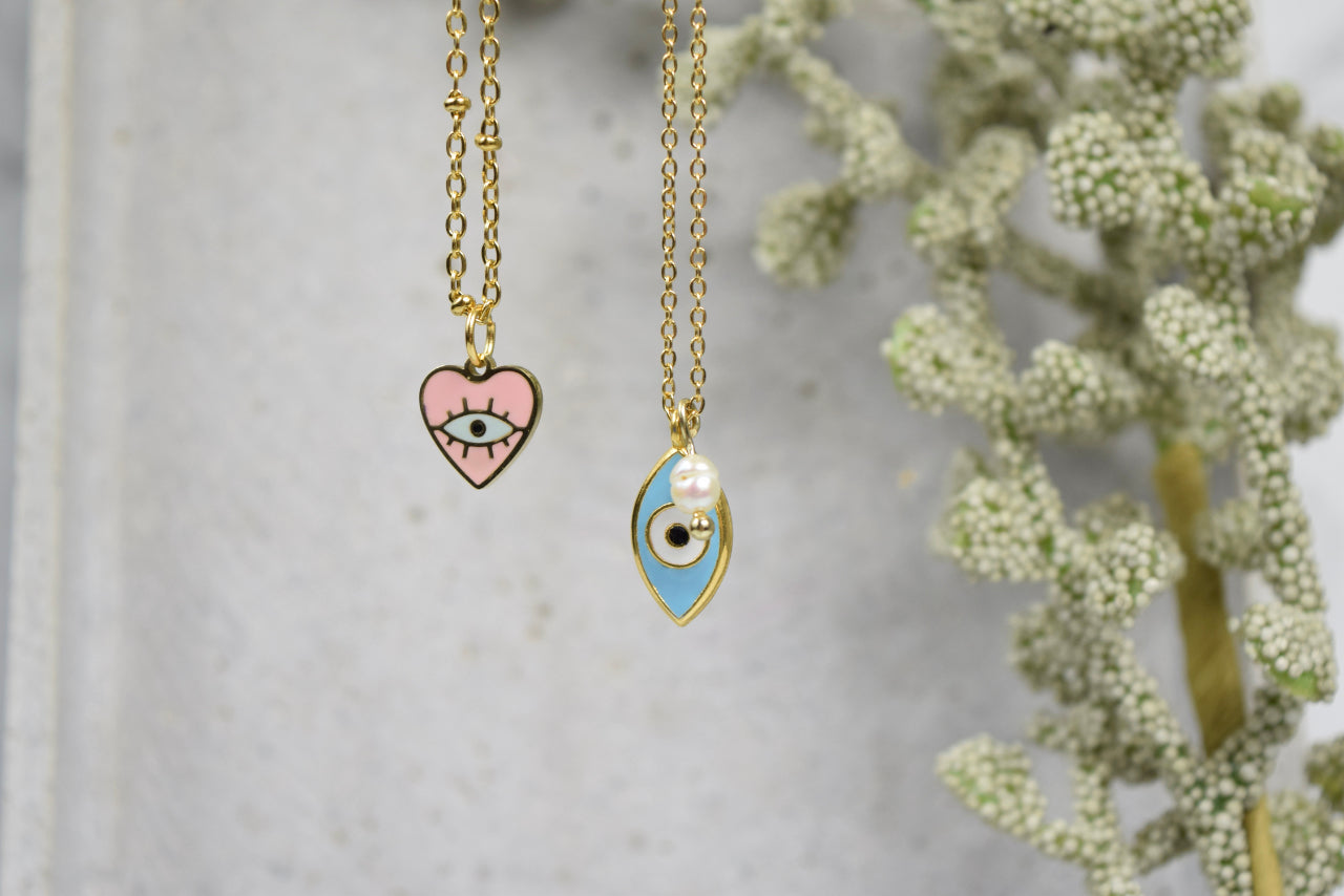 "Nazar Eye" Emaille Amulett Herz