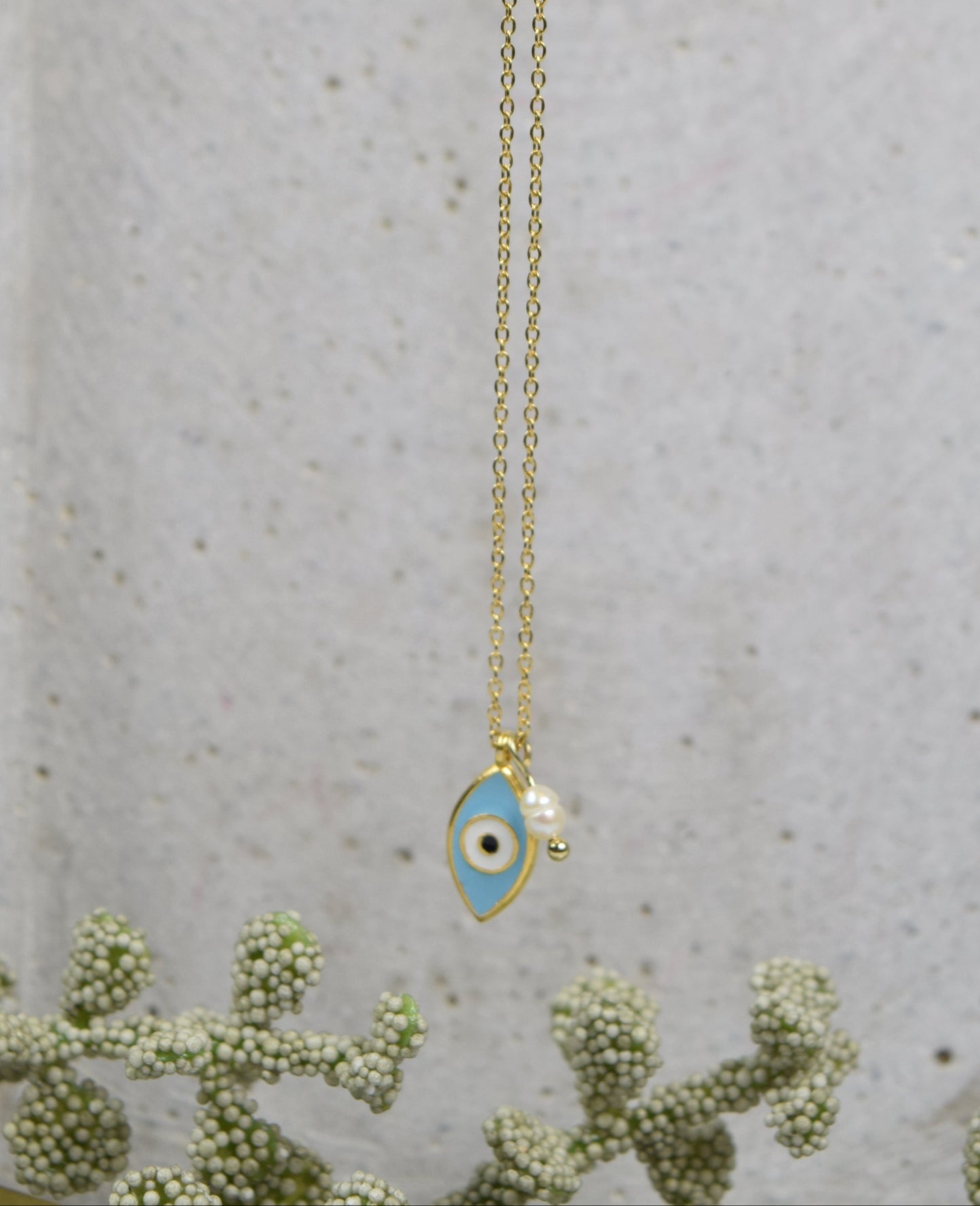 "Nazar Eye" Emaille Amulett Auge mit Mini Süßwasserperle