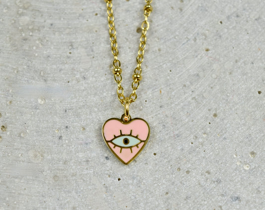 "Nazar Eye" Emaille Amulett Herz