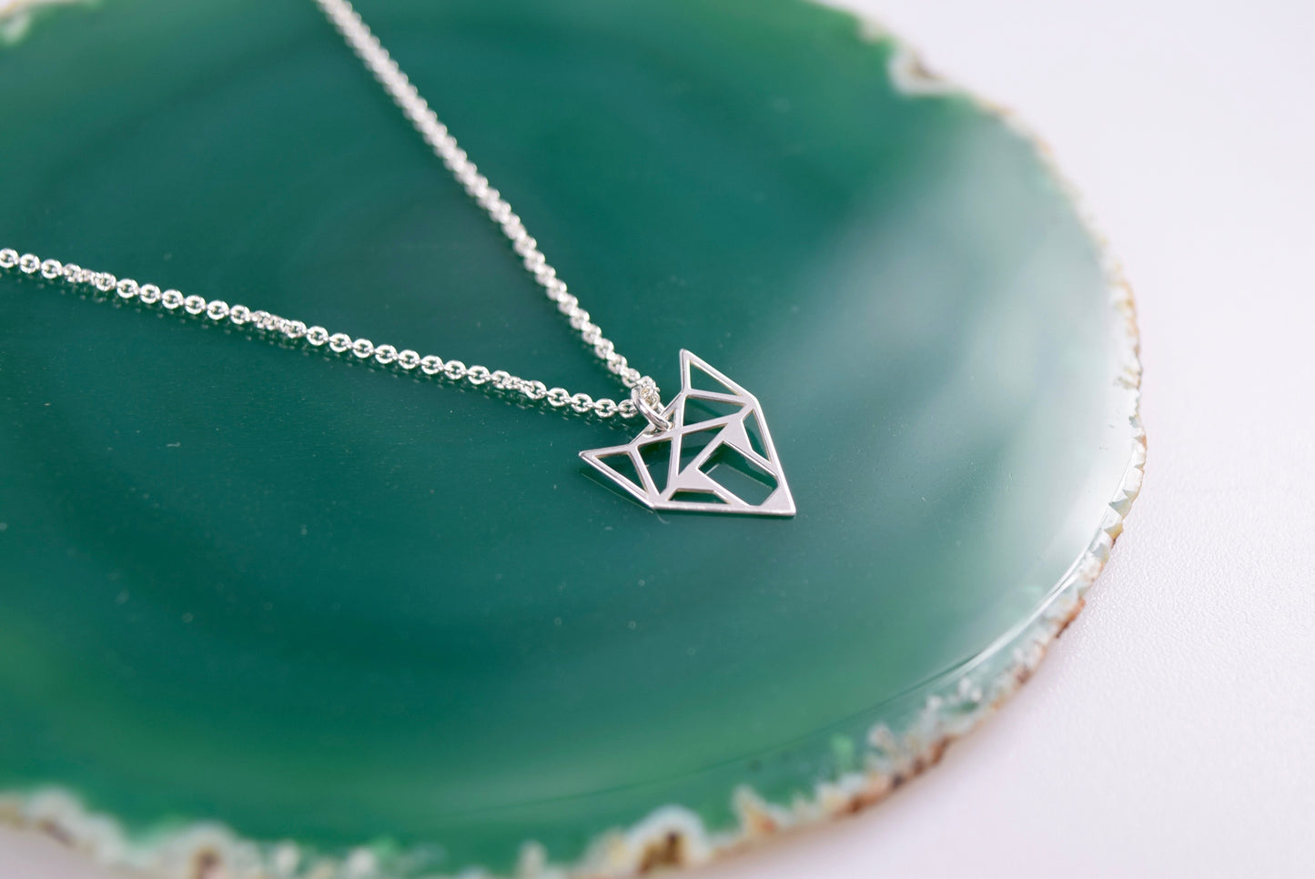 Kette echt Silber 925 Kitsune, Fuchs, Geometrisch, Herbst, Waldtier