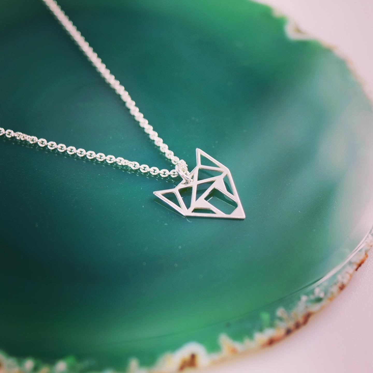 Kette echt Silber 925 Kitsune, Fuchs, Geometrisch, Herbst, Waldtier