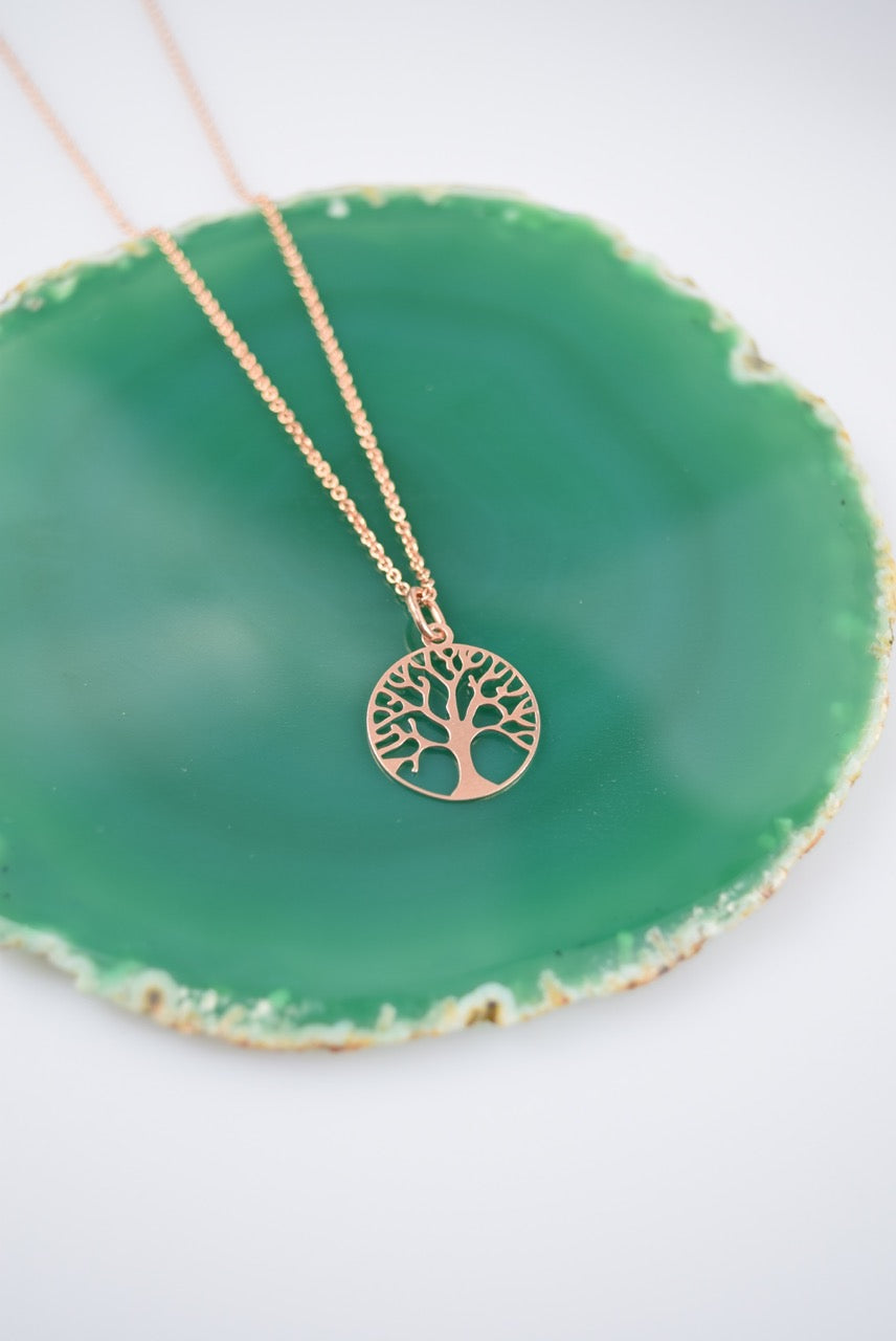 Kette Silber 925 Rosévergoldet Baum des Lebens, Lebensbaum, Axis Mundi