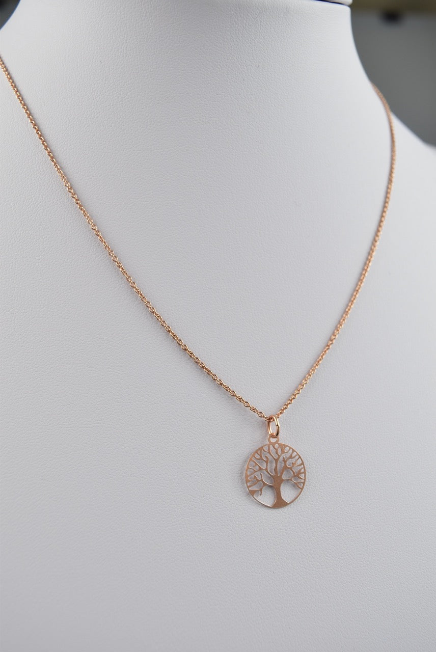 Kette Silber 925 Rosévergoldet Baum des Lebens, Lebensbaum, Axis Mundi