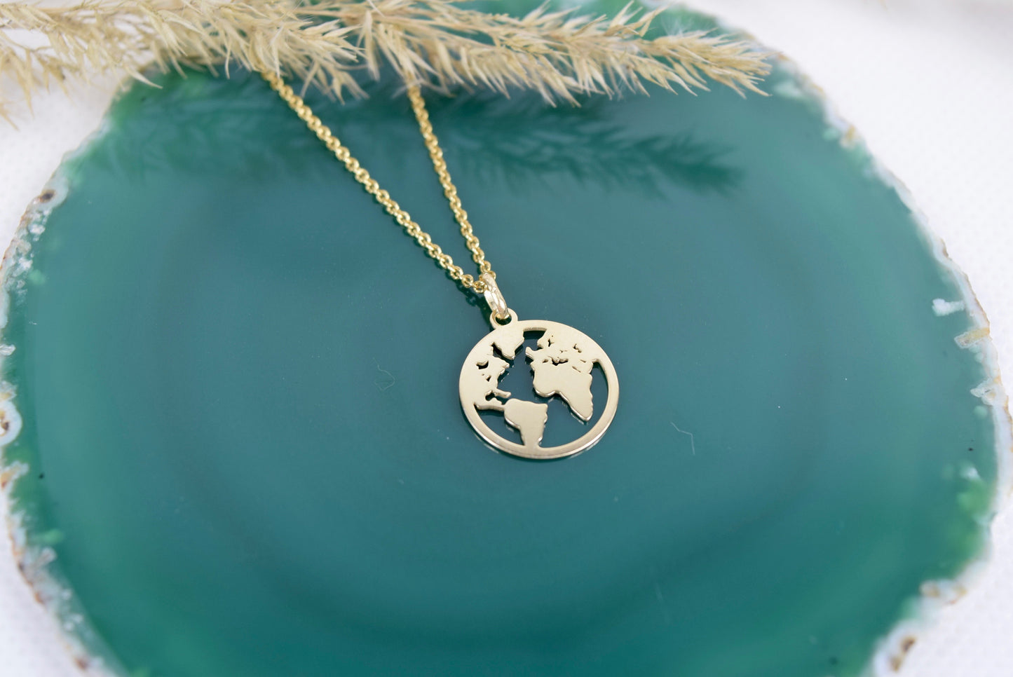 Kette Silber 925 vergoldet Weltkugel, Weltkarte, Erdenbürger,Reise