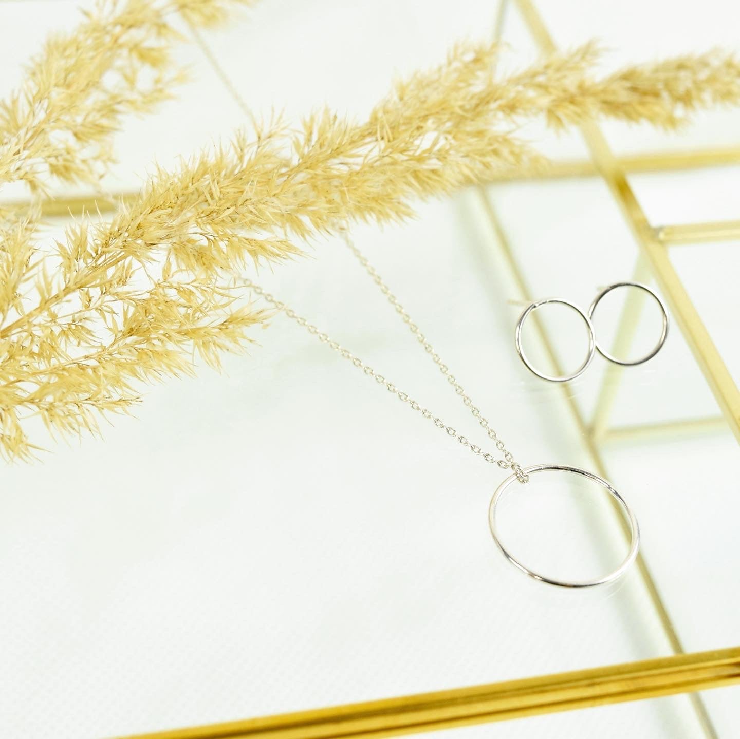 Kette 925 Silber oder Silber rosévergoldet, großer Kreis Anhänger, offener Ring, Unendlichkeit, Vollkommenheit, Kreis Anhänger