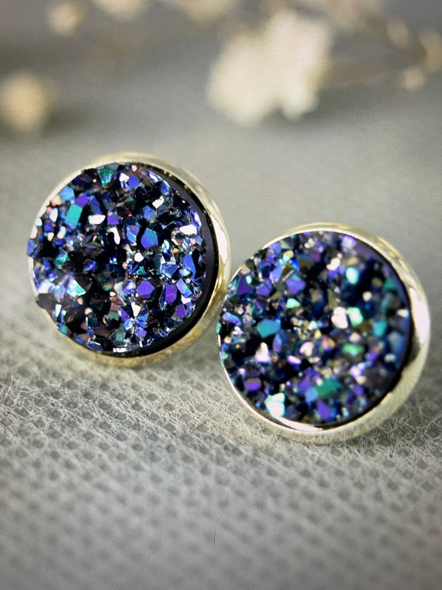 Ohrstecker Silber Drusen Look Blau/Lila