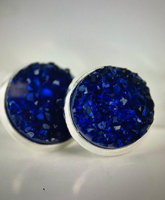 Ohrstecker Silber Drusen Look Tintenblau