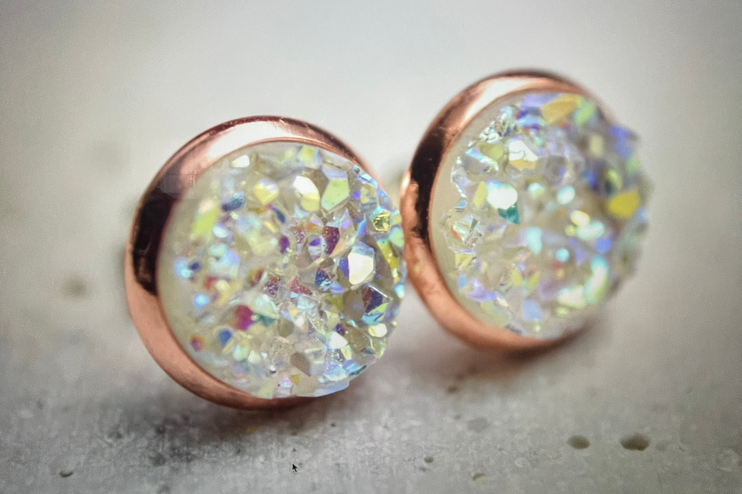 Ohrstecker Kupfer Glitter Cabochon Eis ∅10mm