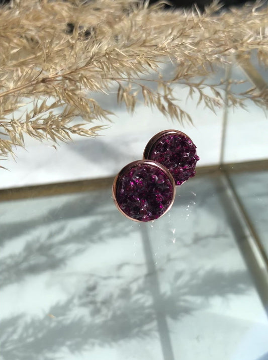 Ohrstecker Kupfer Drusen Look Fuchsia Burgundy